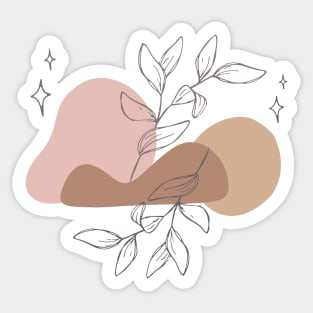 Boho Abstract Shapes Minimalist leaves Cute Design Sticker